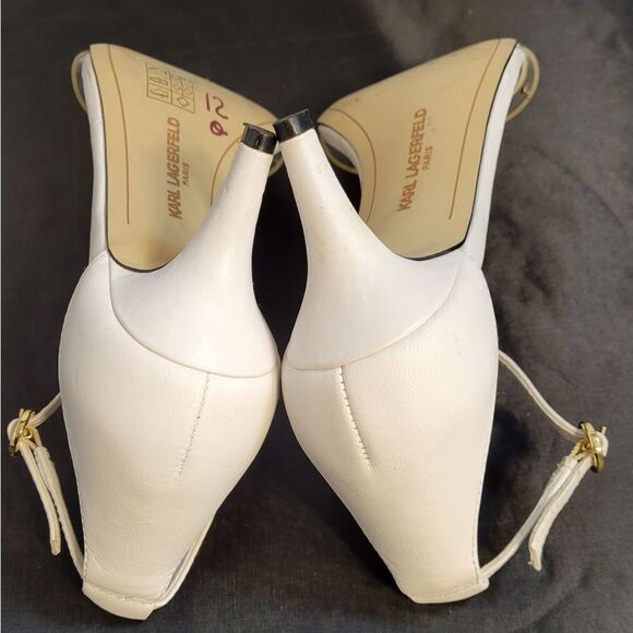 KARL LAGERFELD DIXIE CLEAR LUCITE LOW HEEL ADJUSTABLE BUCKLE&ANKLE SANDAL - Picture 8 of 14